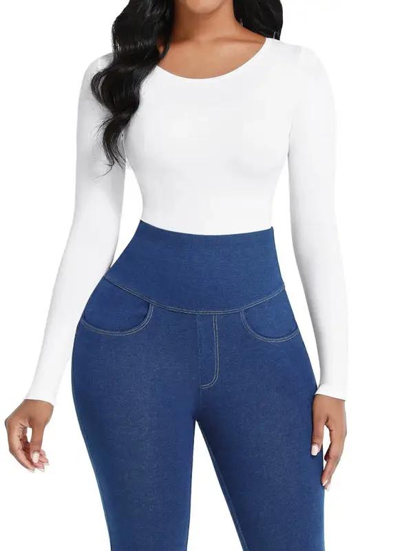 Levoire | Femmes Pantalons-relevant Formant Fessiers-bas Rayés à Manches Longues