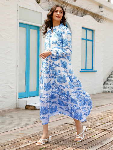 Levoire | Vêtements pour femmes Imprimé Couronne royale Robe d'été à manches longues