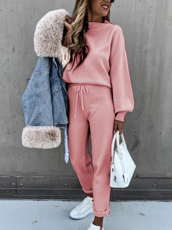 Levoire | Femmes Uni Pull Col Roulé Manches Longues Vêtements de Loisirs Rosa