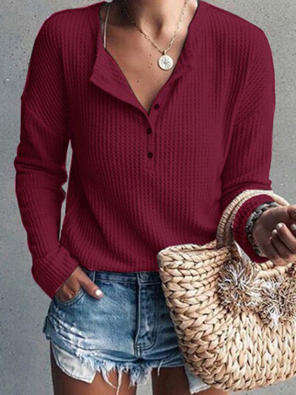 Levoire | Chemises pour femmes Col rond Ouvert Tube Manches longues Unicolore T-shirt Vins de récupération