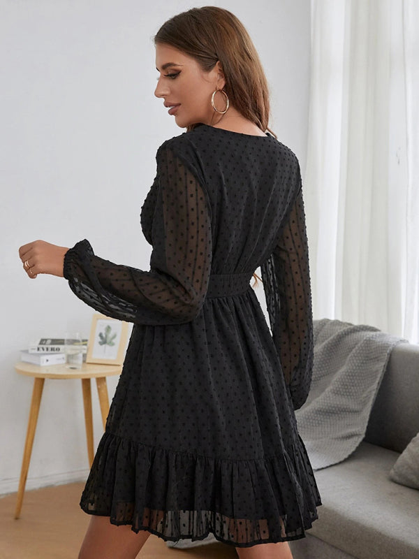 Levoire | Robe jacquard à pois élégante simple pour dames