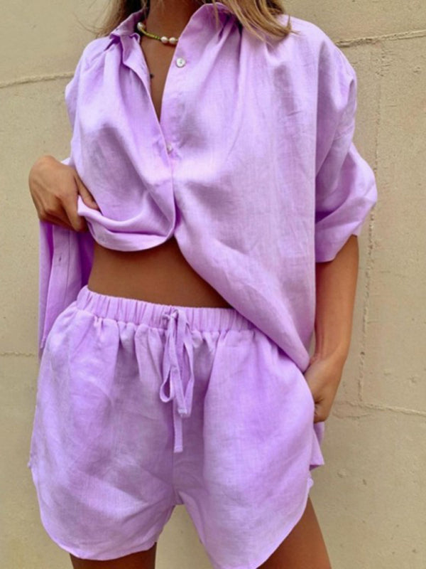 Levoire | Pour femmes Coloré Simple Blouse à manches courtes Shorts Lâche Mode Vêtements Vêtements de loisirs