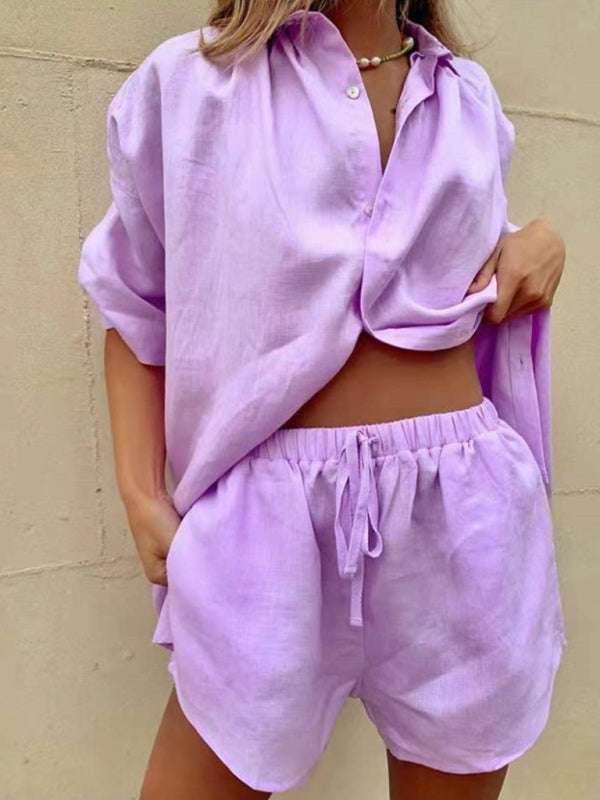 Levoire | Pour femmes Coloré Simple Blouse à manches courtes Shorts Lâche Mode Vêtements Vêtements de loisirs