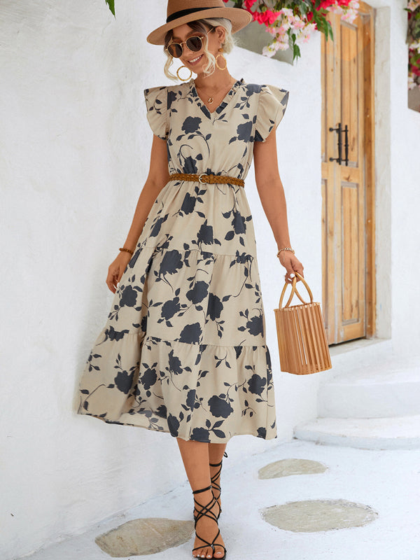 Levoire | Nouvelle robe aérienne imprimée à fleurs V décolleté