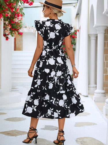 Levoire | Nouvelle robe aérienne imprimée à fleurs V décolleté