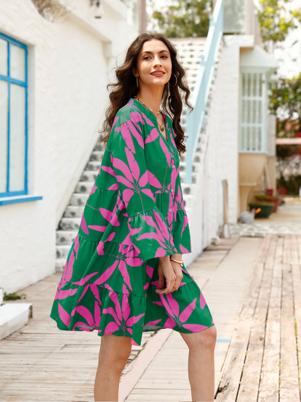 Levoire | Femme Robe Babydoll à Motif Floral Vert