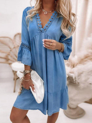Levoire | Femmes Robe Boho à imprimé panneau pointu à col en V