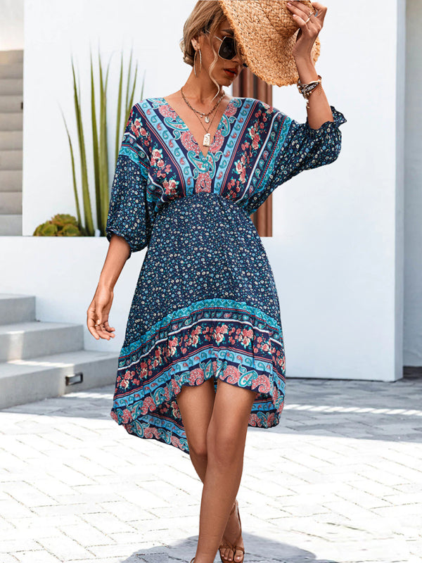 Levoire | Femmes Tissé V-Encolure Dos Nu Robe Boho