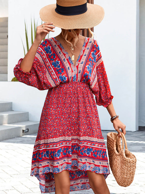 Levoire | Femmes Tissé V-Encolure Dos Nu Robe Boho