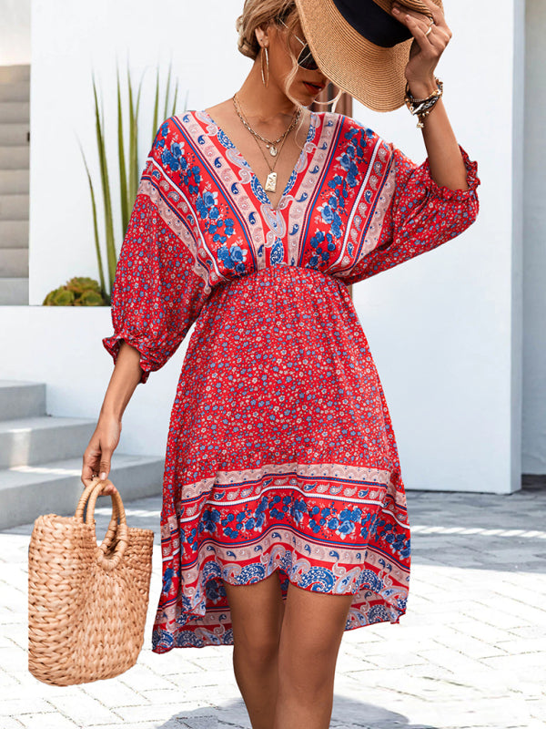 Levoire | Femmes Tissé V-Encolure Dos Nu Robe Boho