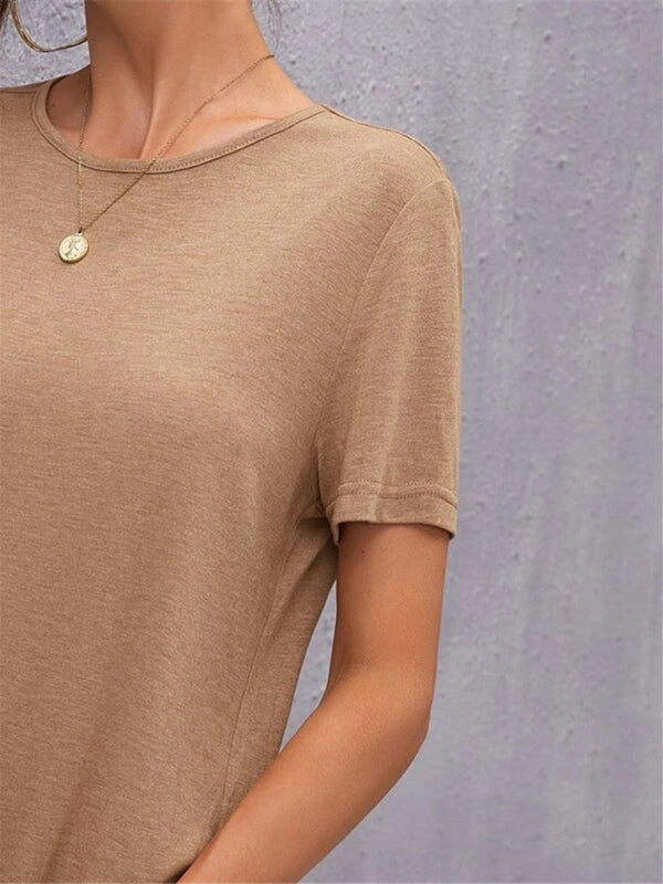 Levoire | Femme Robe à manches courtes Col rond Fente Milieu Jupe