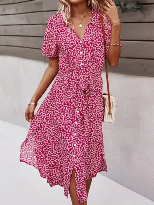 Levoire | Délicieuse robe de printemps et d'été de style resort avec grand imprimé Rot