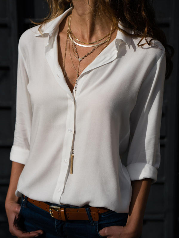 Levoire | Chemise Chic Renversée Autoconstruite Polyester Chemise Femme