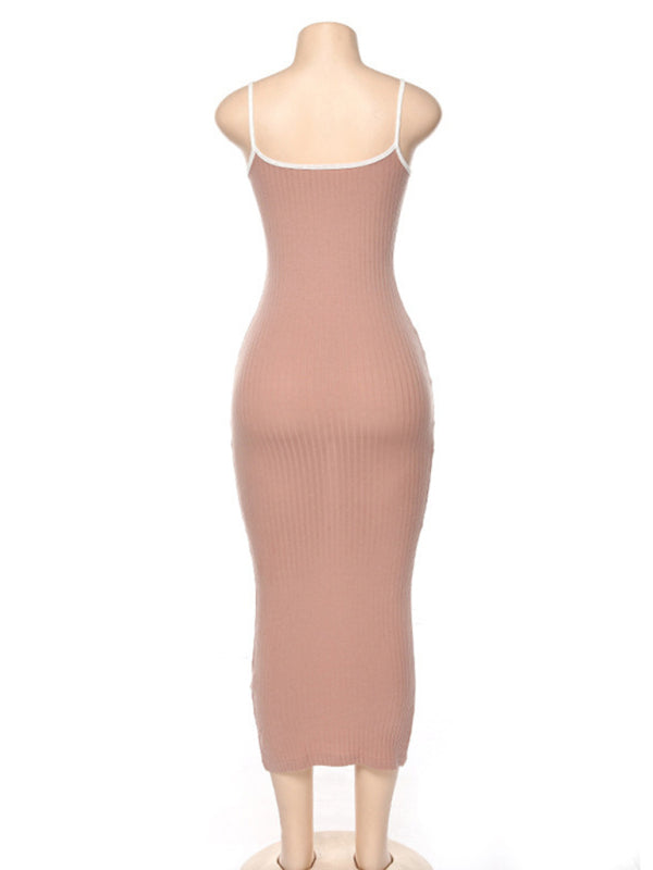 Levoire | Robe sexy à dos ouvert en contraste coloré pour femme