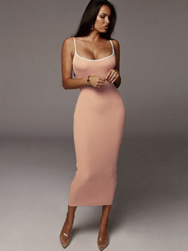 Levoire | Robe sexy à dos ouvert en contraste coloré pour femme Rosa
