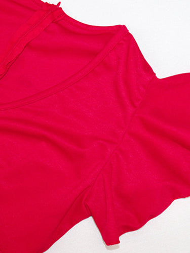 Levoire | Robe slim unie à col en V volants