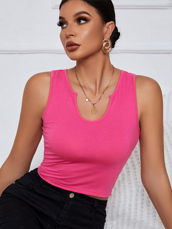 Levoire | Femmes tricot U-décolleté polyvalent court gilet Rosa