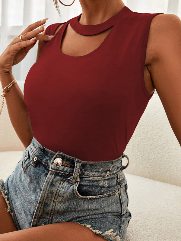 Levoire | Femme Tricoté Col Ronde Design Trou Veste