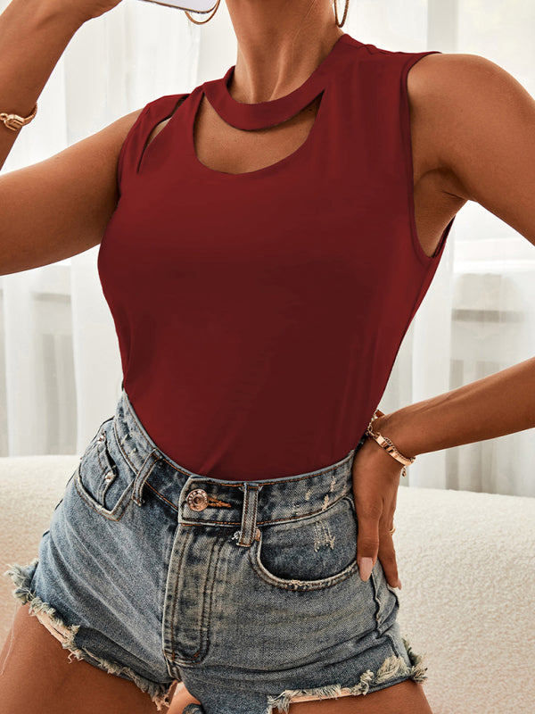 Levoire | Femme Tricoté Col Ronde Design Trou Veste