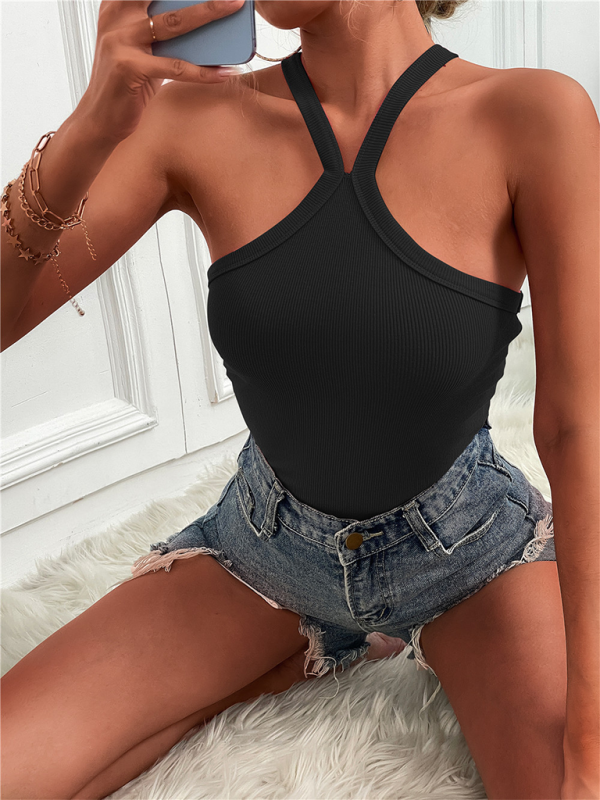 Levoire | Femme Unicolore Halter Polyvalent Top