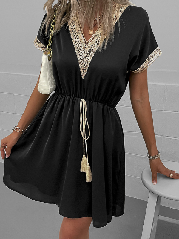 Levoire | Femme Manches Courtes Spetz Panneau Robe Lâche