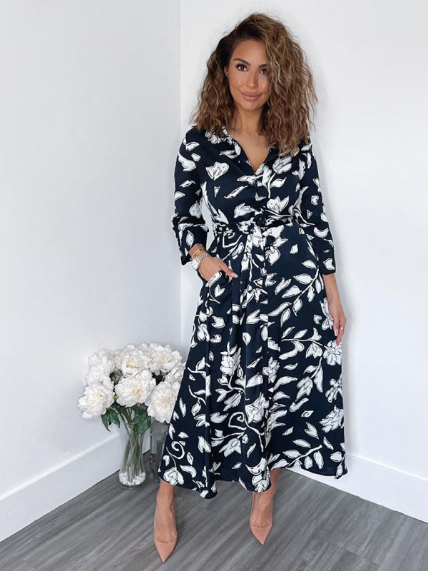 Levoire | Femme Imprimé Manches Courtes Détaché Midi Robe Couleur Champlain