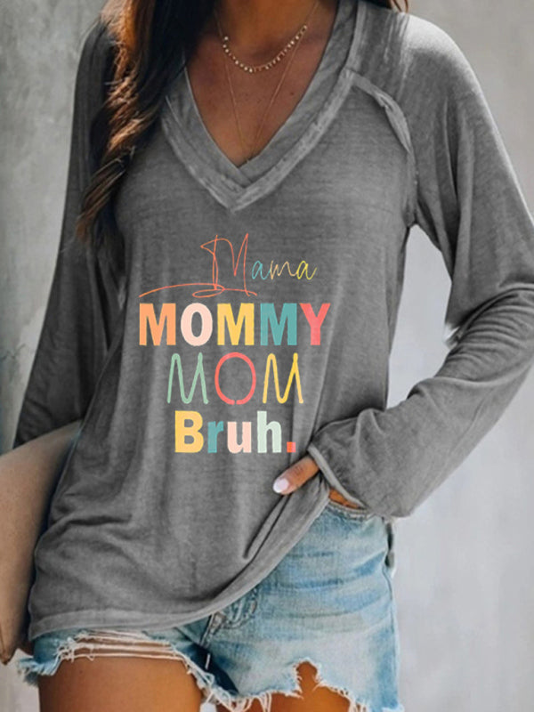 Levoire | Femme Tricoté V-Urgent Manches Longues Imprimé T-shirt