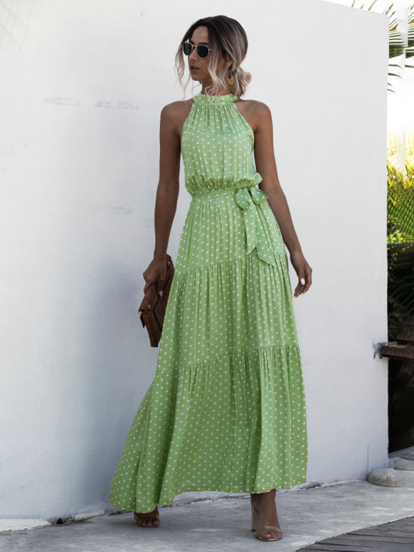 Levoire | Nouvelle robe nœud dos nu à pois Vert