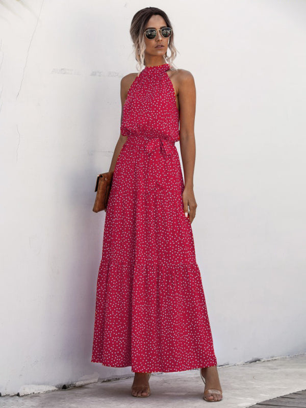 Levoire | Nouvelle robe nœud dos nu à pois Rose pastèque