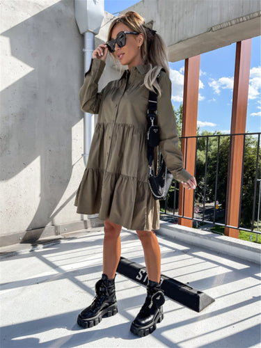 Levoire | Robe chemise ample unie européenne et américaine