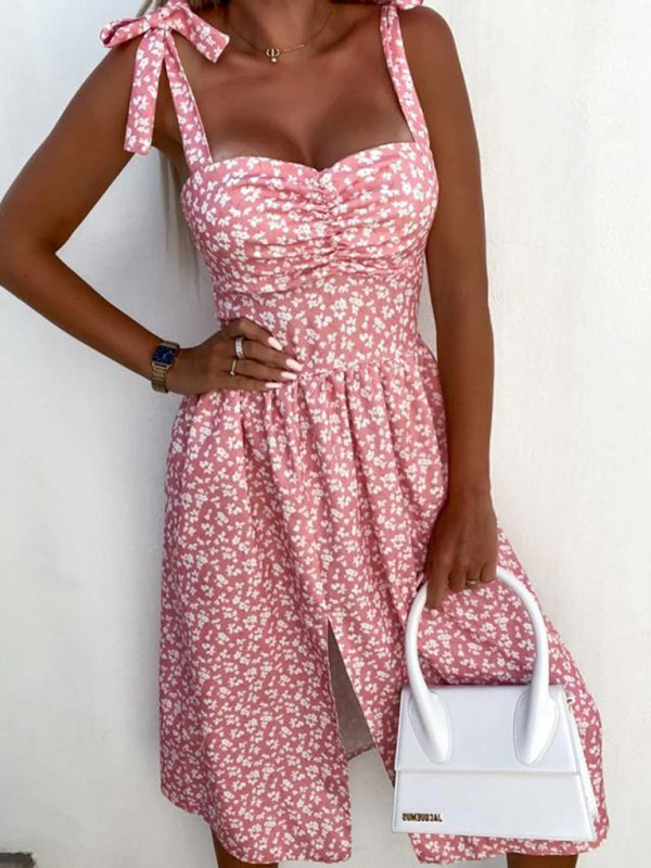 Levoire | Robe élégante avec bretelles, robe midi Rose pastel