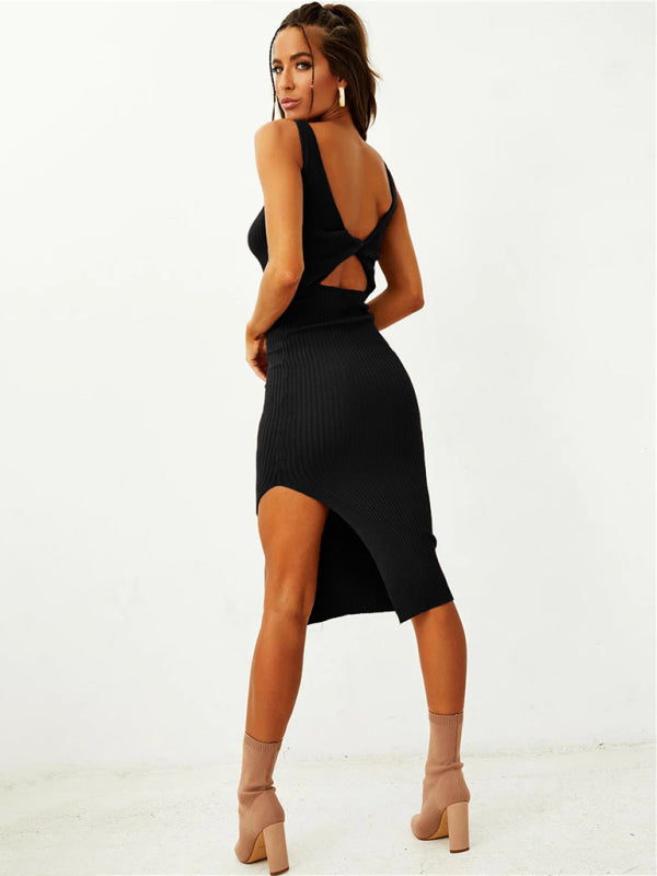 Levoire | Femme tricoté sans manches sexy réversible Cover-Hip-Robe