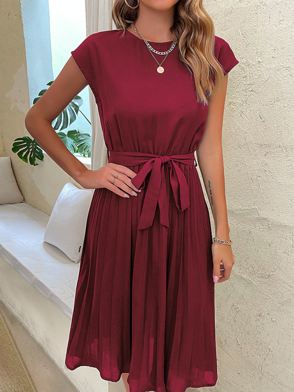 Levoire | Robe élégante en chute à col rond pour femmes Rouge vin
