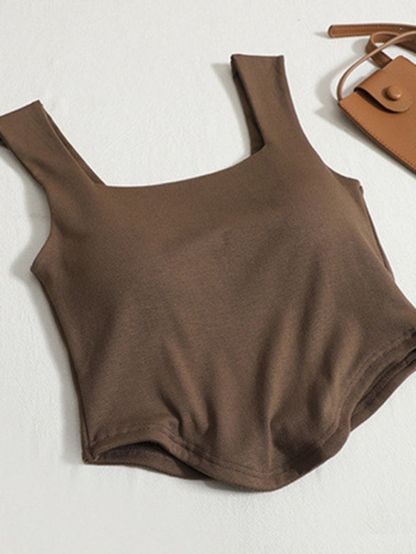 Levoire | Vêtement unicolore d'intérieur et d'extérieur Slim-Fit irrégulier beau dos Top Braun F