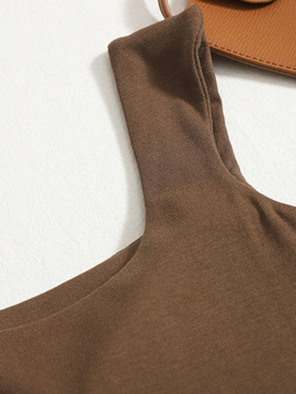 Levoire | Vêtement unicolore d'intérieur et d'extérieur Slim-Fit irrégulier beau dos Top