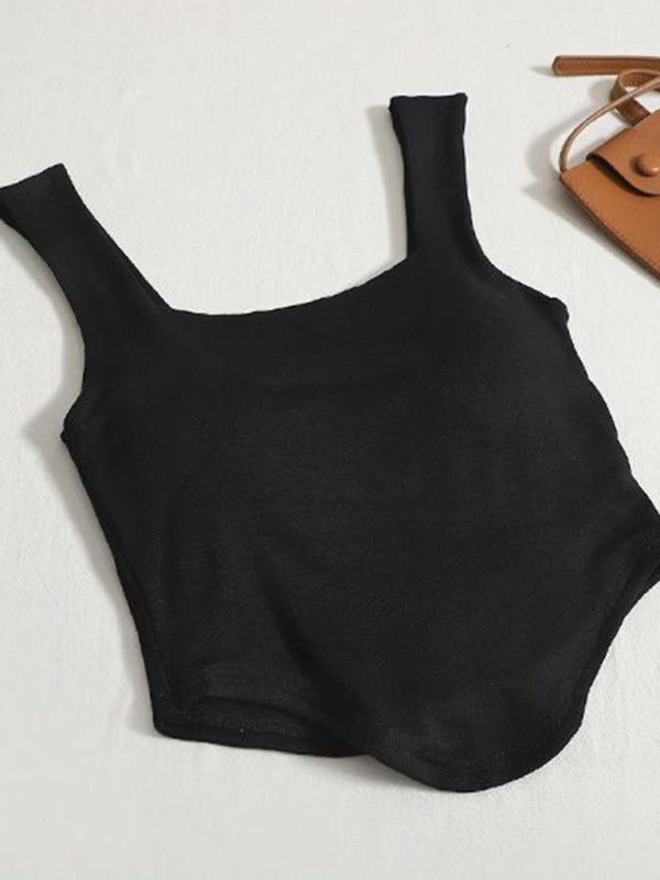 Levoire | Vêtement unicolore d'intérieur et d'extérieur Slim-Fit irrégulier beau dos Top