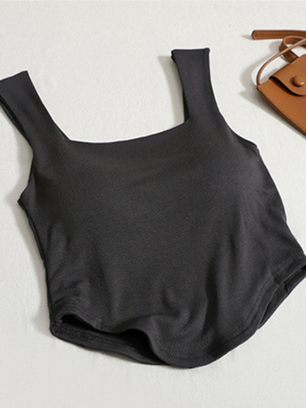 Levoire | Vêtement unicolore d'intérieur et d'extérieur Slim-Fit irrégulier beau dos Top