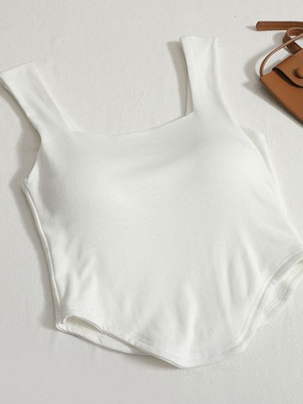 Levoire | Vêtement unicolore d'intérieur et d'extérieur Slim-Fit irrégulier beau dos Top