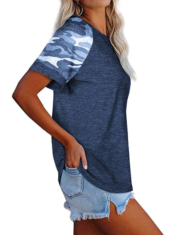 Levoire | Femme Loisirs Camouflage Imprimé Mosaïque Col Rond T-shirt à Manches Courtes