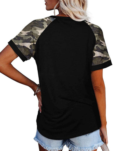 Levoire | Femme Loisirs Camouflage Imprimé Mosaïque Col Rond T-shirt à Manches Courtes