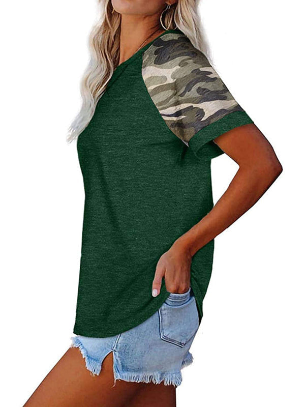Levoire | Femme Loisirs Camouflage Imprimé Mosaïque Col Rond T-shirt à Manches Courtes