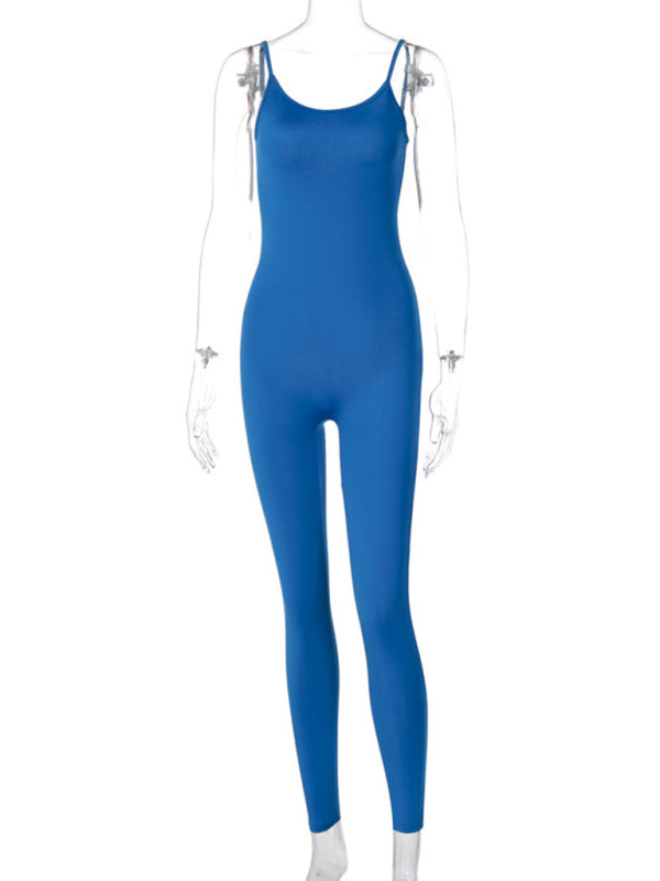 Levoire | Femme Nouvelle Mode Mono Couleur Yoga Sport Combinaison Bleu