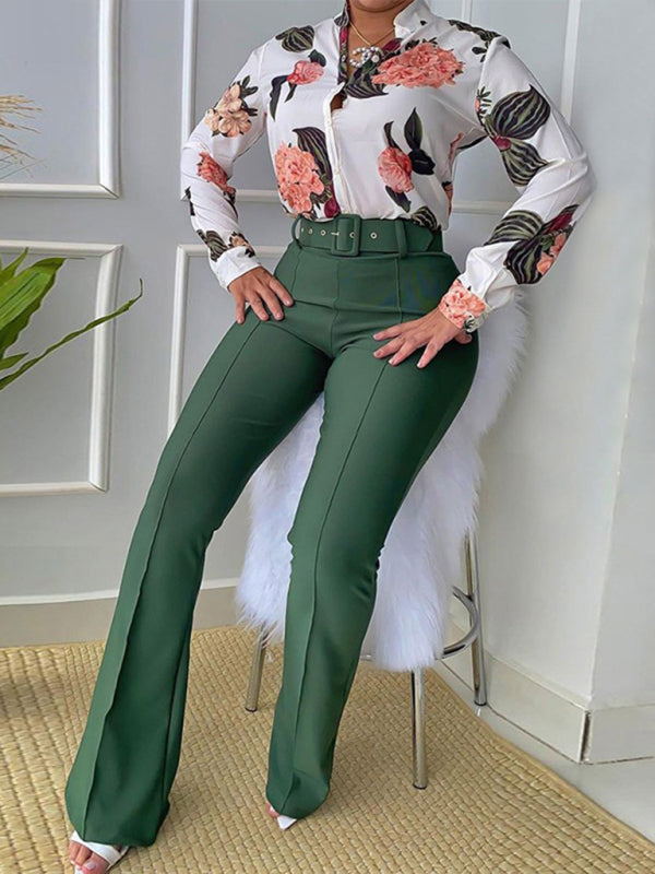 Levoire | Ensemble de chemise à manches longues imprimée et de pantalons larges
