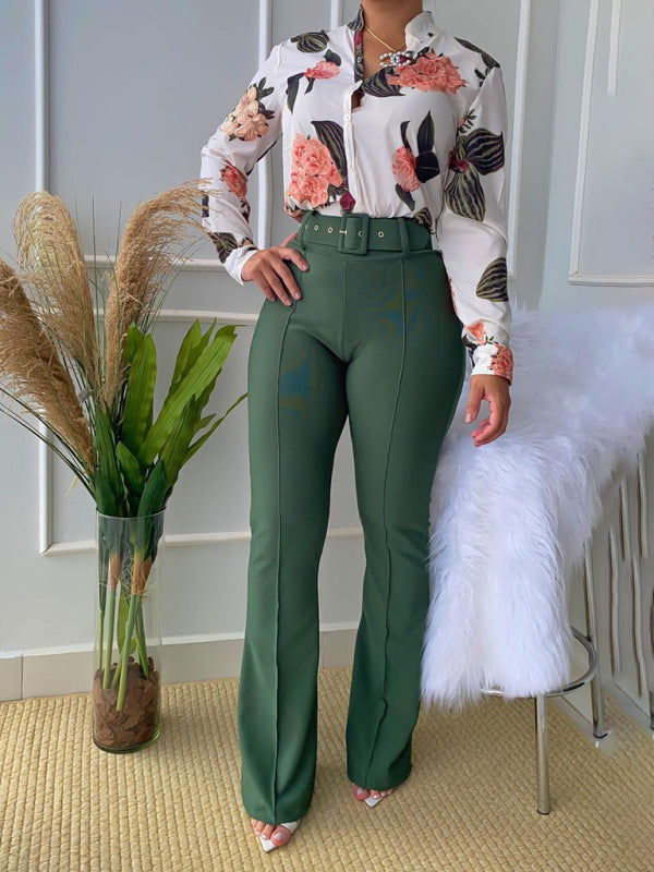 Levoire | Ensemble de chemise à manches longues imprimée et de pantalons larges