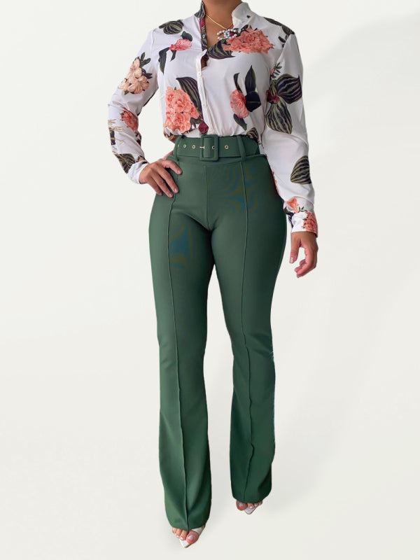 Levoire | Ensemble de chemise à manches longues imprimée et de pantalons larges Drucken 1