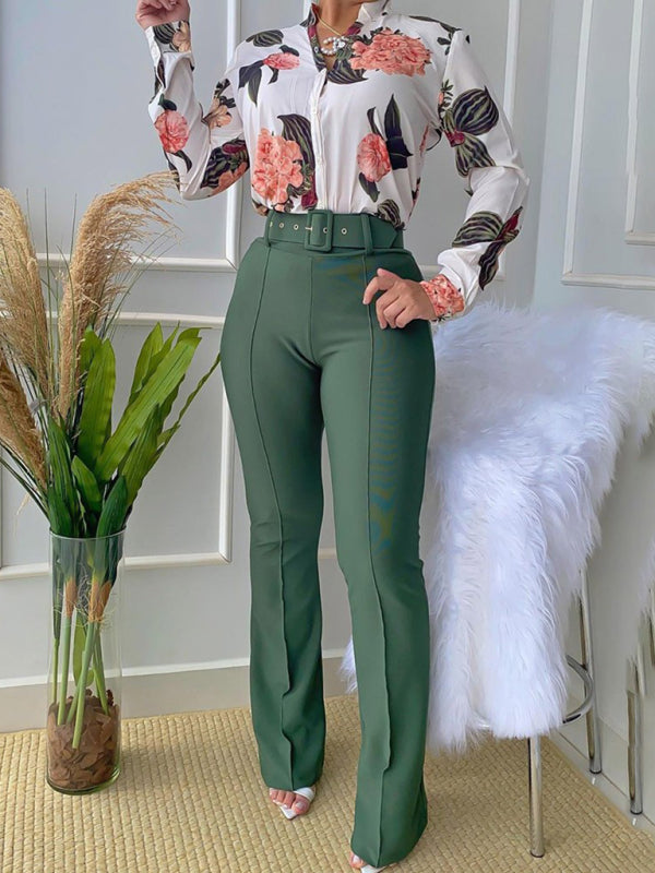 Levoire | Ensemble de chemise à manches longues imprimée et de pantalons larges