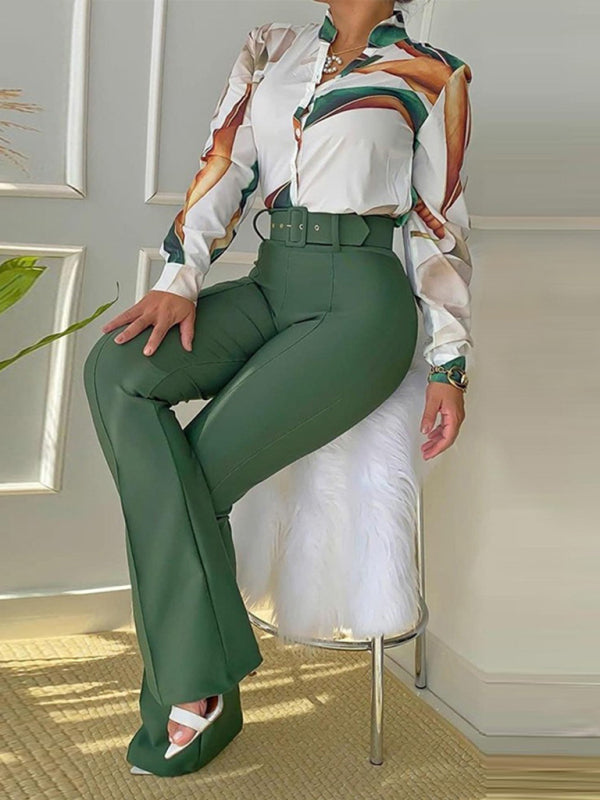 Levoire | Ensemble de chemise à manches longues imprimée et de pantalons larges Drucken 2