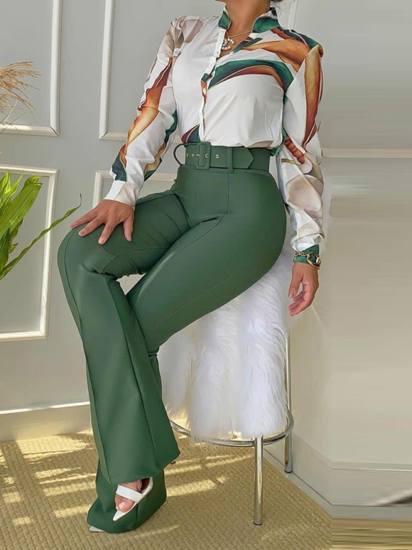 Levoire | Ensemble de chemise à manches longues imprimée et de pantalons larges