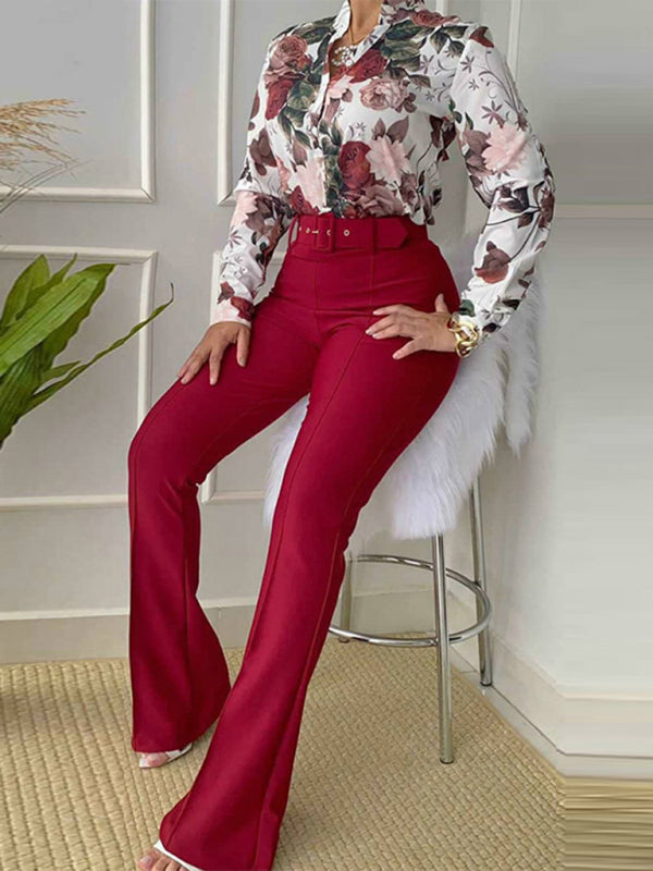 Levoire | Ensemble de chemise à manches longues imprimée et de pantalons larges Drucken 7