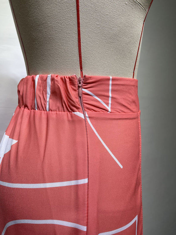 Levoire | Robe en lin décontractée à encolure en V taille haute imprimée avec pantalon large en deux pièces